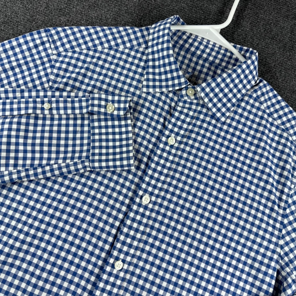 Vineyard Vines Button Down Mens M Medium Blue Gingham On-The-Go brrr Performance